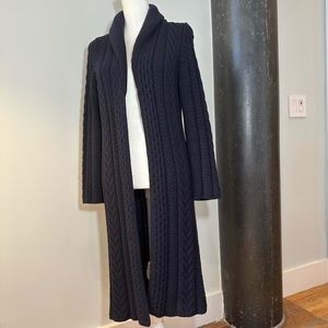 Brooks Brothers long cashmere cable knit cardigan sweater